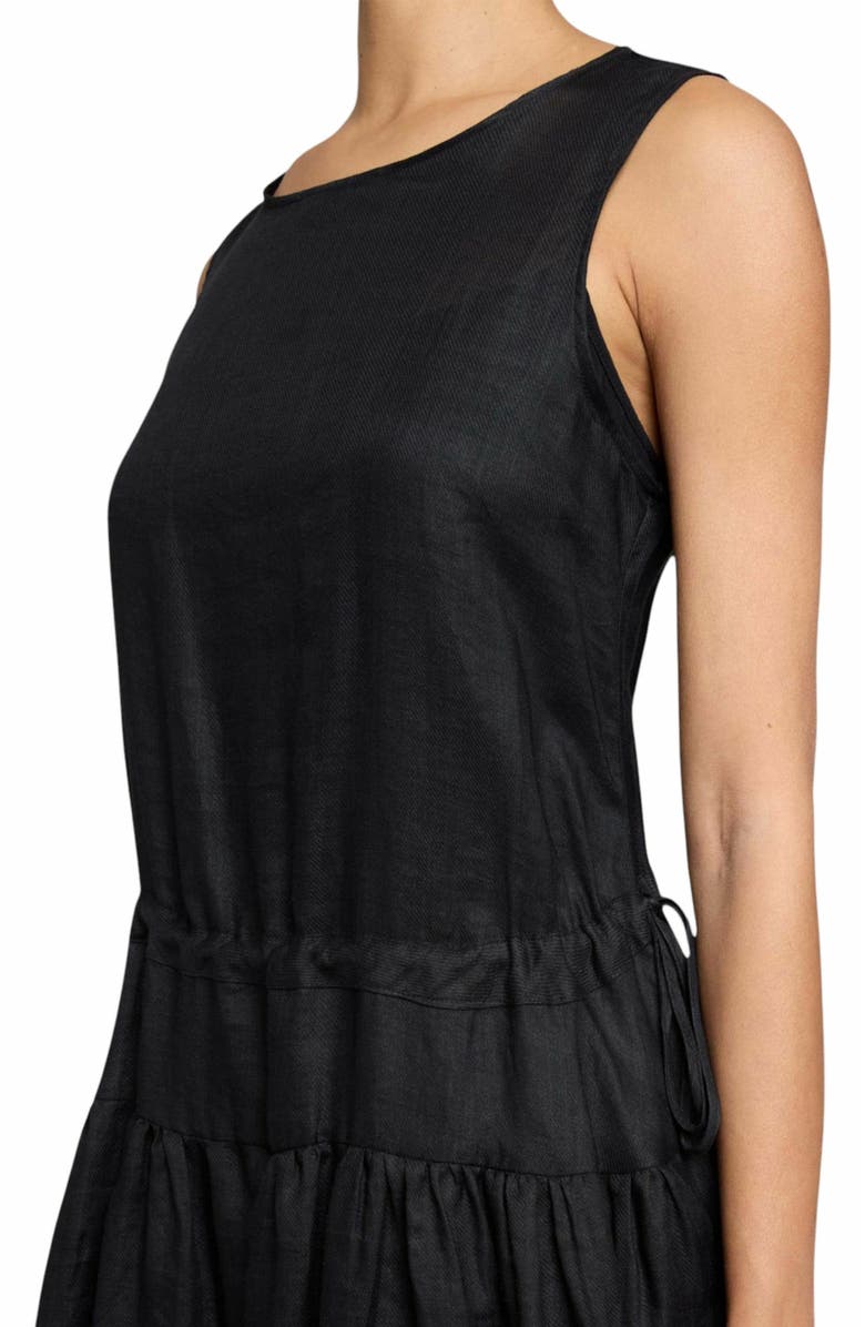 Santorelli MISTY Sleeveless Drop-Waist Midi Dress in Lightweight Ramie, Alternate, color,