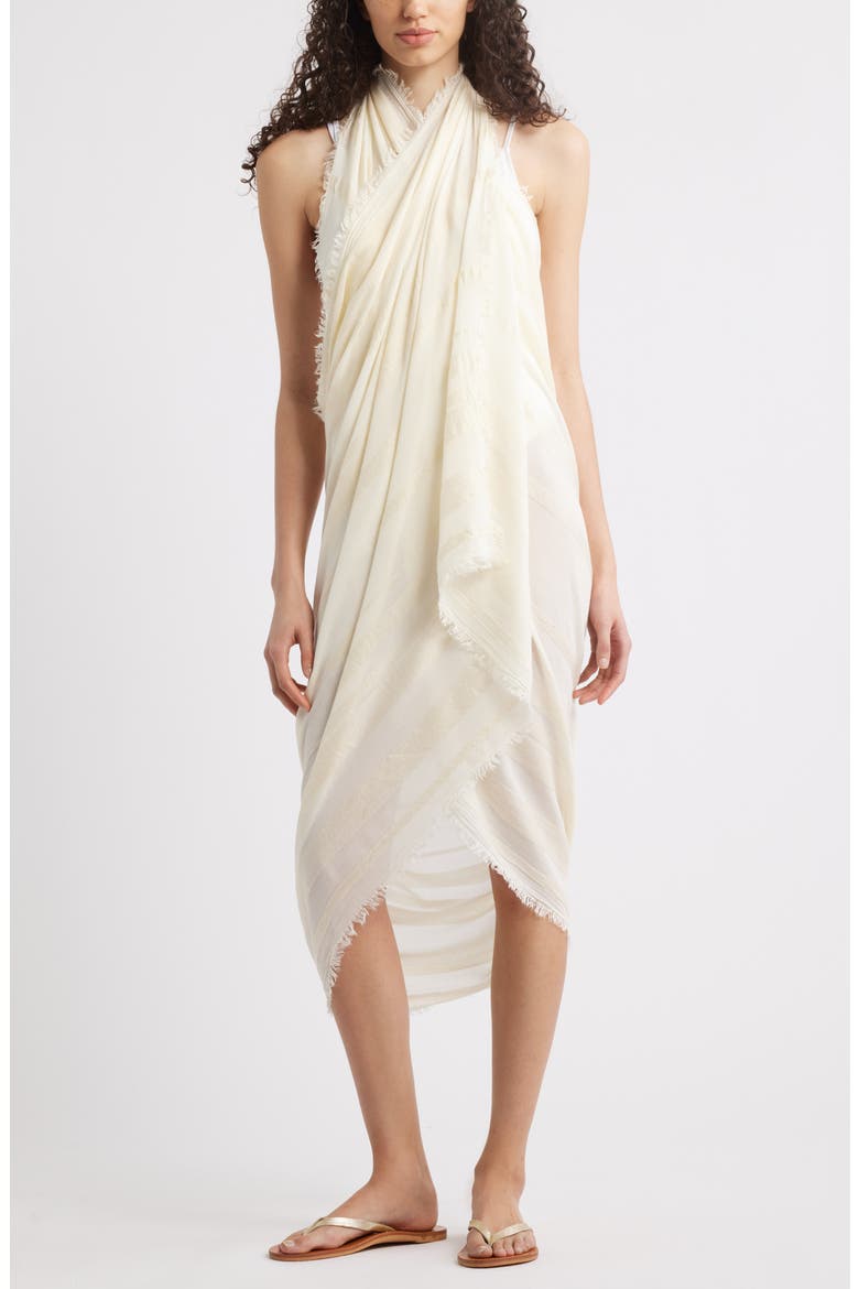 Sheer Stripe Pareo Wrap, Alternate, color, IVORY TOFU