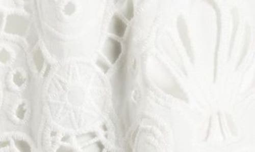 Farm Rio Seashell Embroidered Eyelet Cotton Shorts In White