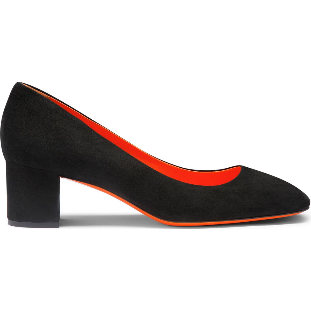 Santoni Flight Suede Block-heel Pumps In Black