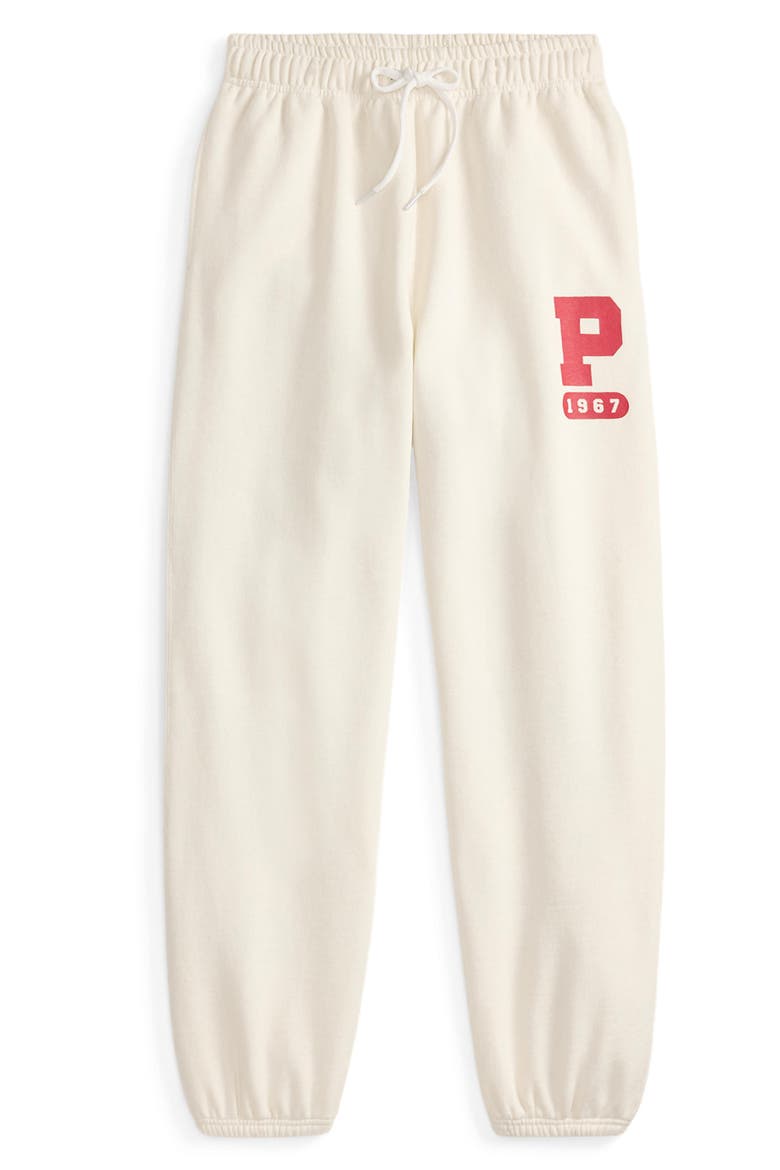 Varsity Logo Cotton Blend Sweatpants, Alternate, color, WARM WHITE