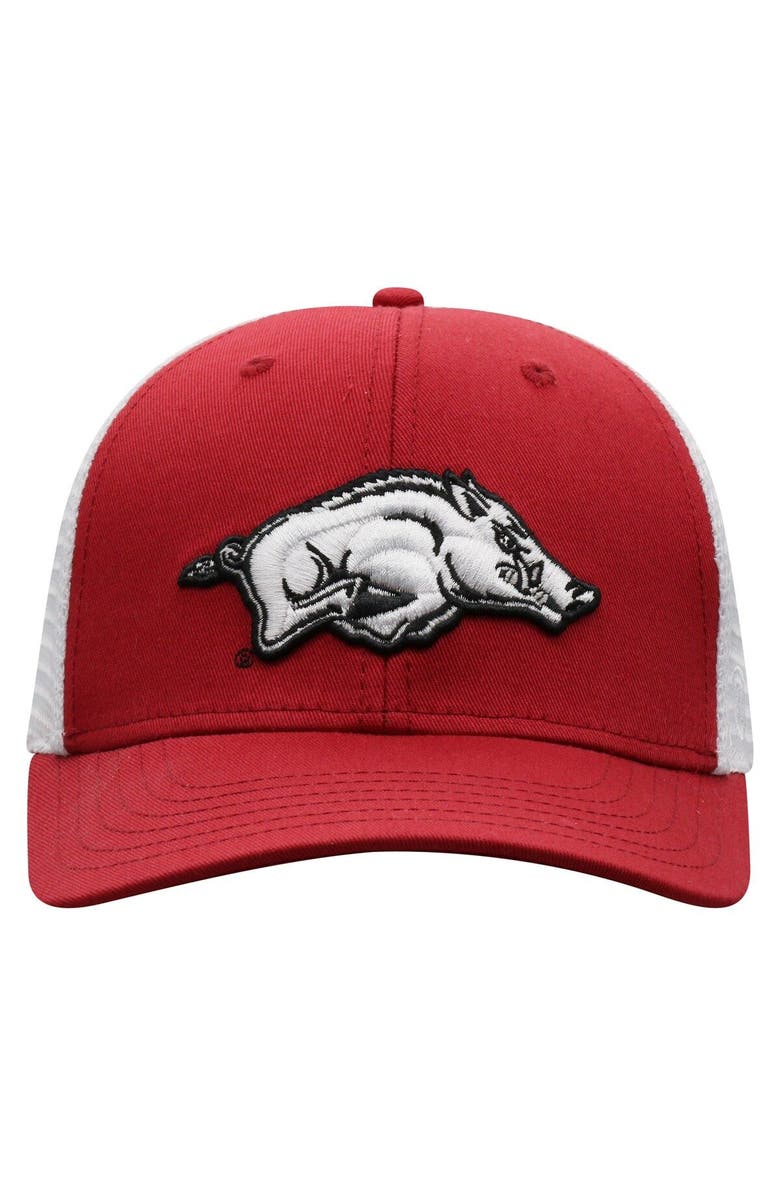 TOP OF THE WORLD Men's Top of the World Cardinal/White Arkansas Razorbacks Trucker Snapback Hat, Alternate, color, Cardinal