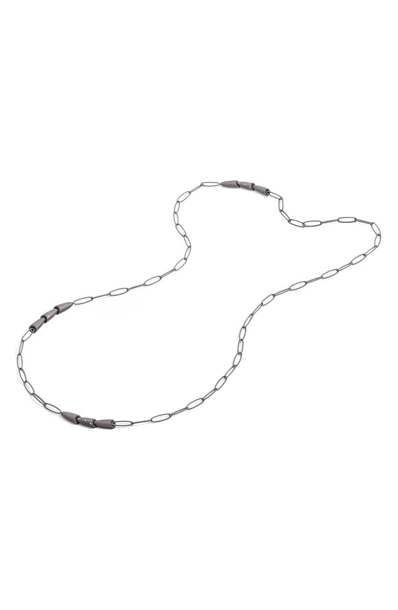 Vhernier Calla Media Diamond & Titanium Chain Necklace, Main, color, 
