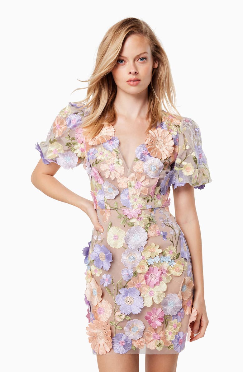 Elliatt Anthea Floral Appliqué Minidress, Alternate, color, 