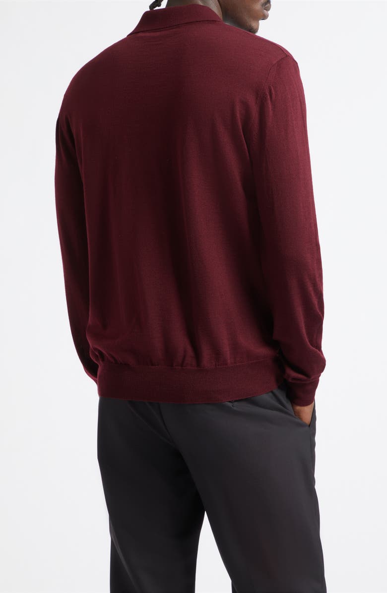 Valentino VLOGO Virgin Wool Polo Sweater, Alternate, color, Wine