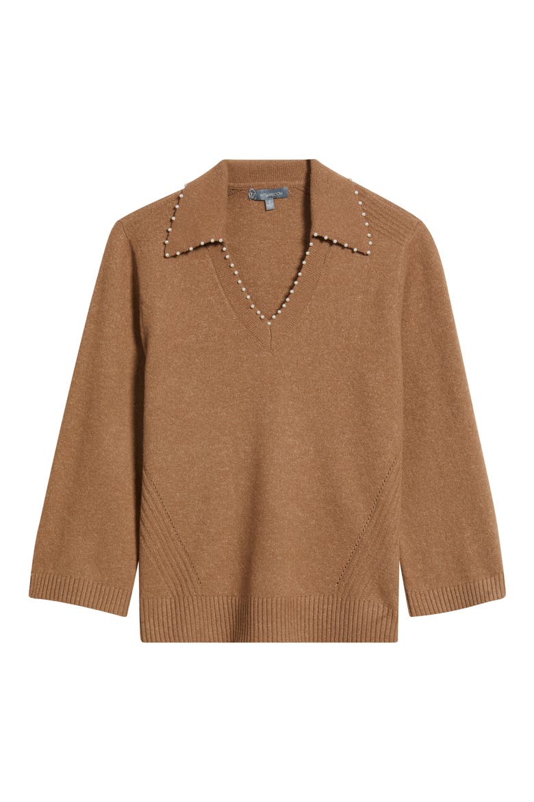 Bead Trim Sweater, Alternate, color, COFFEE CAKE