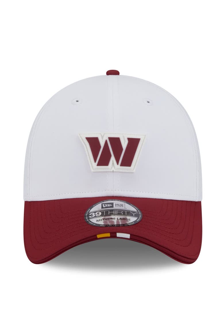 Men's New Era  White/Burgundy Washington Commanders 2025 NFL Training Camp 39THIRTY Flex Hat, Alternate, color, White