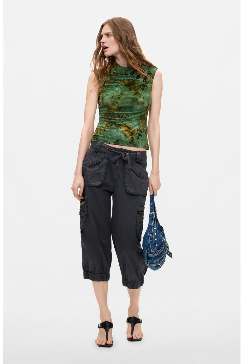 Mandarin Collar Sleeveless Top, Alternate, color, GREEN