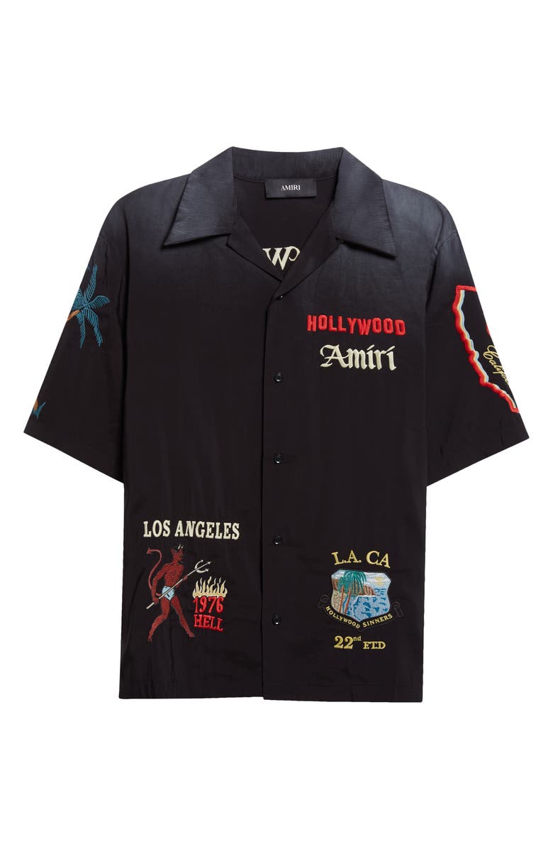 AMIRI Sinners Camp Shirt, Alternate, color, Black