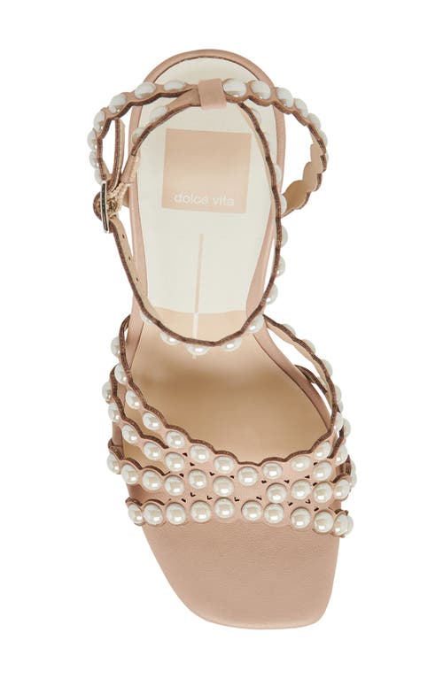 Dolce Vita Hellen Pearly Bead Ankle Strap Sandal In Light Blush Leather