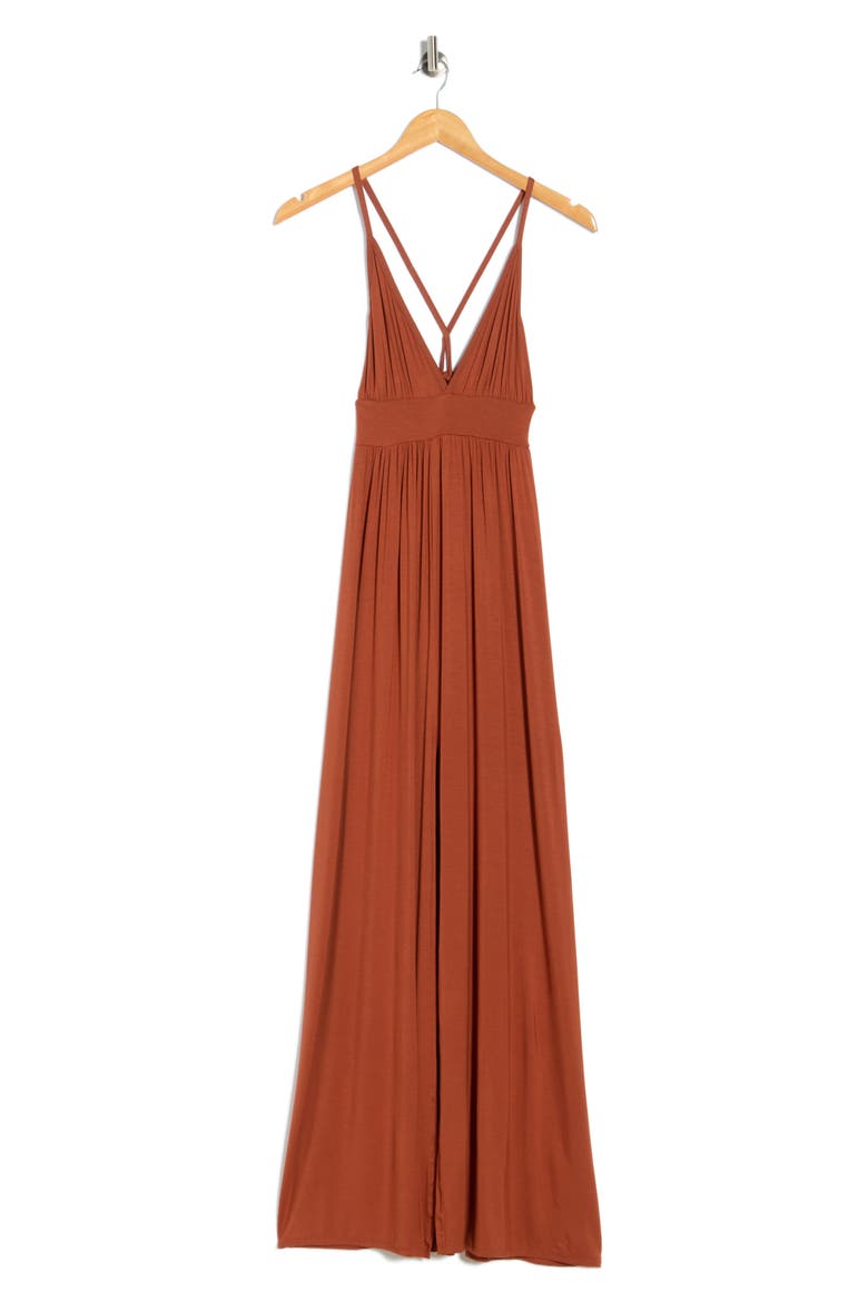 Halter Maxi Dress, Alternate, color, BRAN PONTE