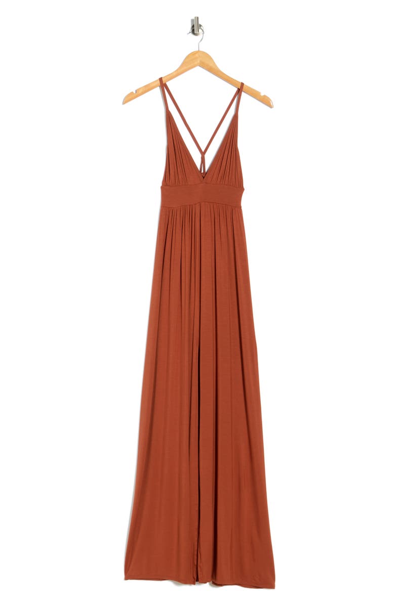 GO COUTURE Halter Maxi Dress, Alternate, color, Bran Ponte