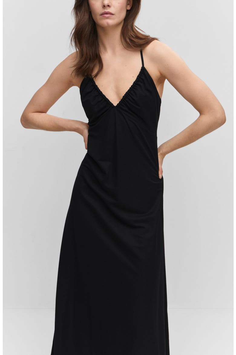 Ruched Cutout Midi Sundress, Alternate, color, BLACK
