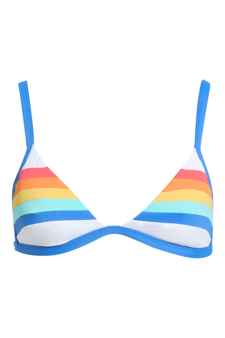 Surf Stripe Triangle Bikini Top, Alternate, color, WHITE