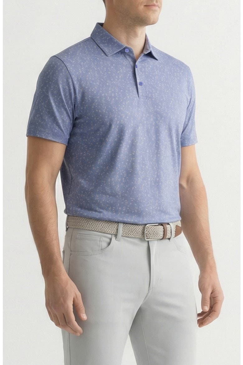 Desert Island Print Stretch Jersey Golf Polo, Alternate, color, STONEWASH