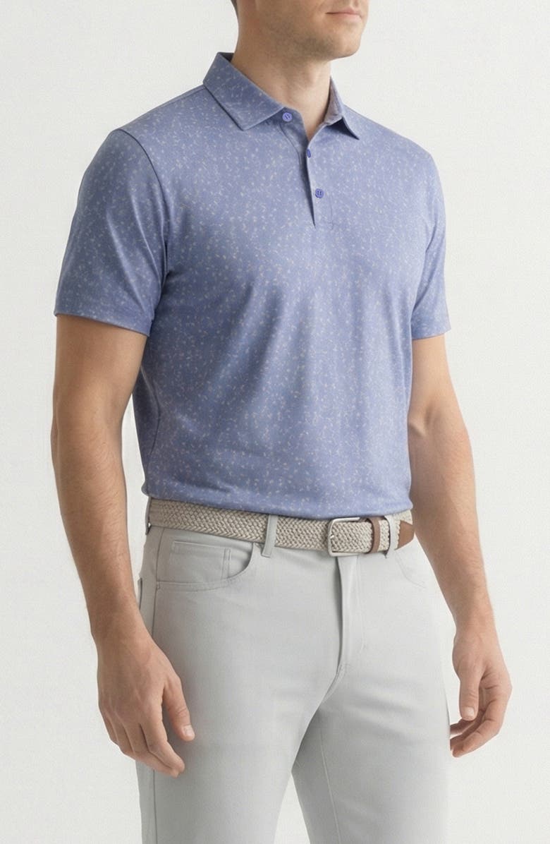 Ben Sherman Desert Island Print Stretch Jersey Golf Polo, Alternate, color, Stonewash