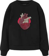 AllSaints Andrea Pippa Embellished Beaded Heart Sweatshirt