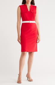 Nanette Lepore Sleeveless Belted Scuba Dress