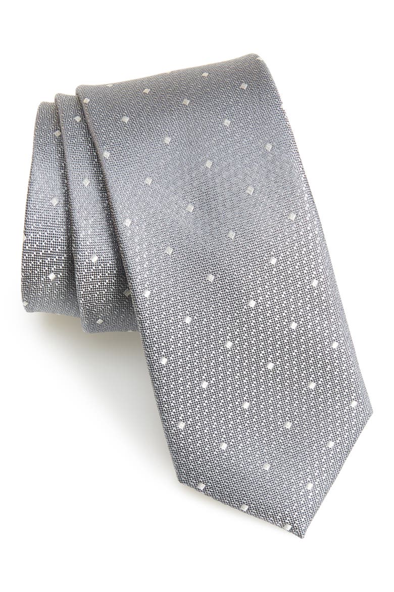 Warren Neat Silk Tie, Main, color, CHARCOAL