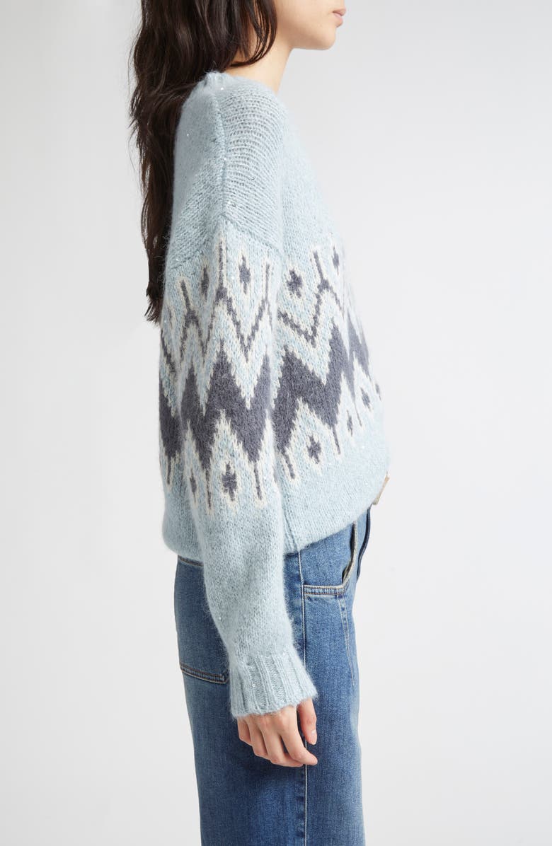 Eleventy Sequin Embellished Fair Isle Alpaca & Mohair Blend Sweater, Alternate, color, 