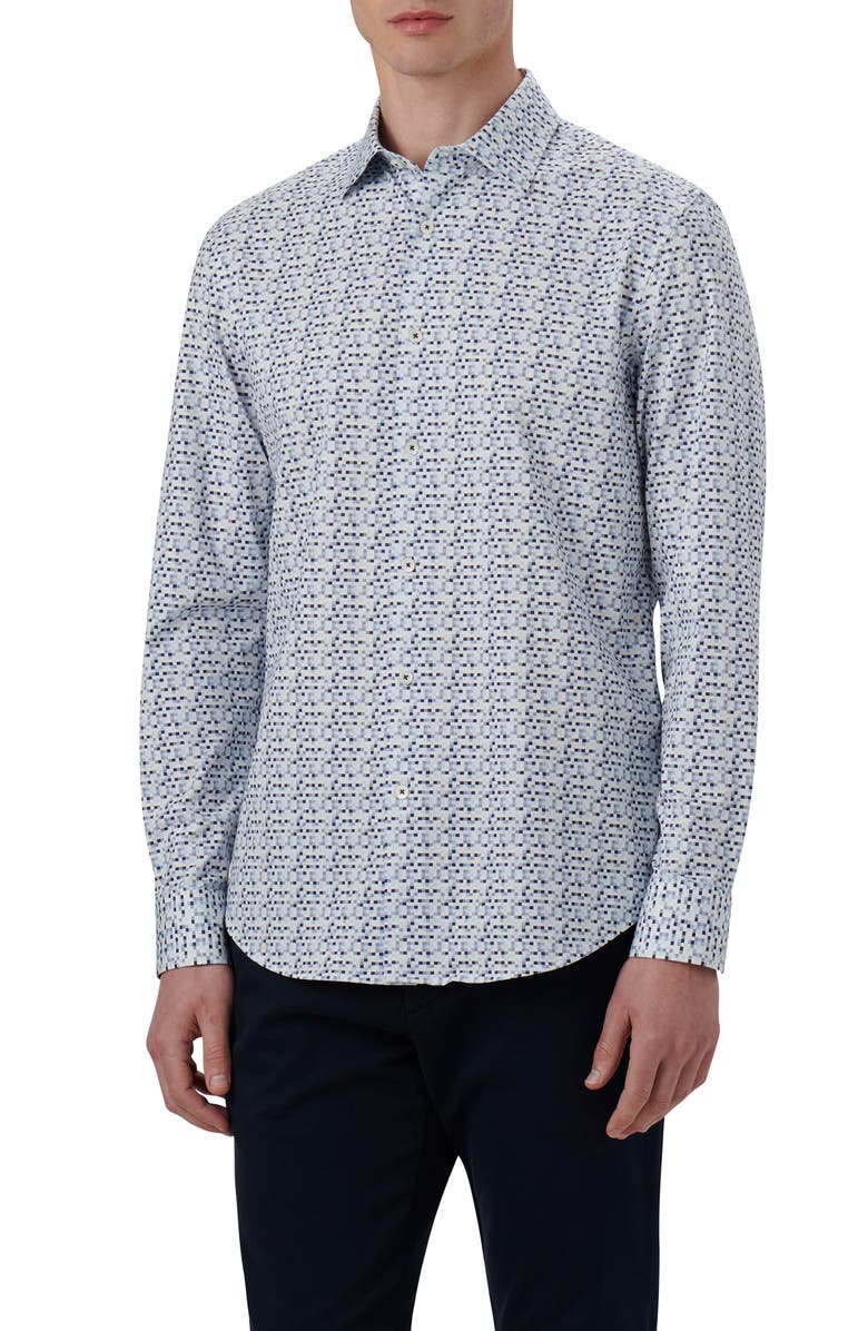 Bugatchi James OoohCotton<sup>®</sup> Pixel Print Button-Up Shirt, Main, color, 