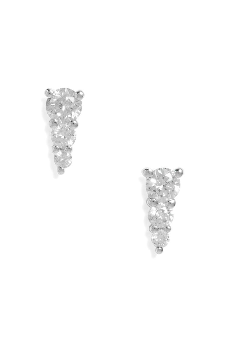 Graduated Diamond Stud Earrings, Main, color, WHITE