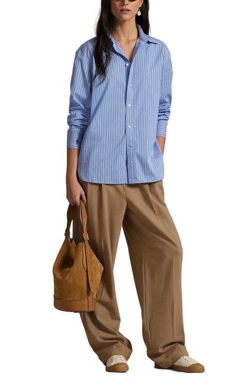 Polo Ralph Lauren Stripe Oversize Button-up Shirt In Blue