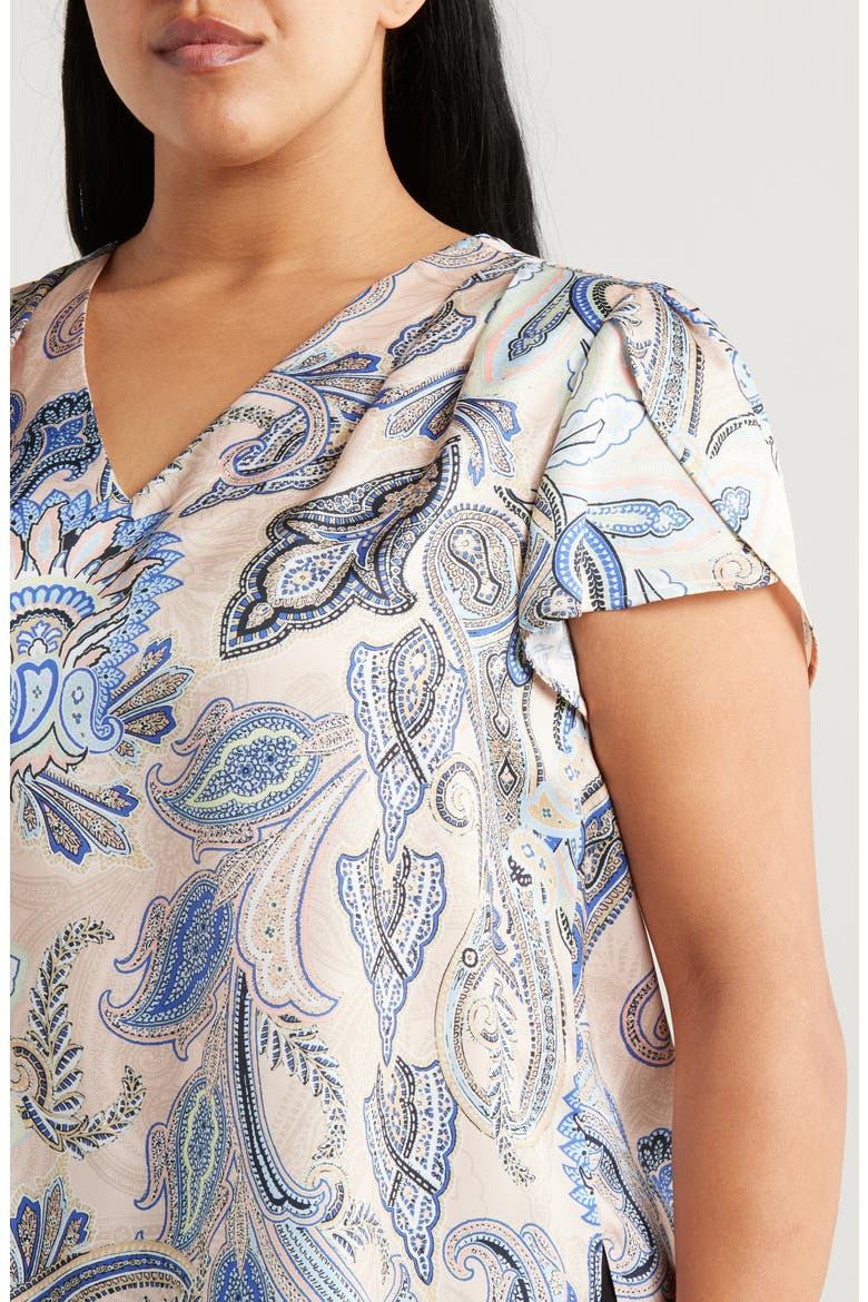 Print Tulip Sleeve Top, Alternate, color, SAND PAISLEY