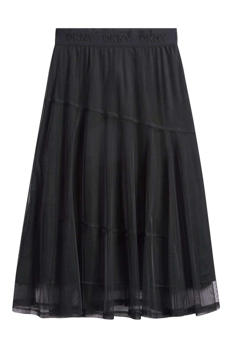 Layered Mesh Midi Skirt, Alternate, color, BLACK