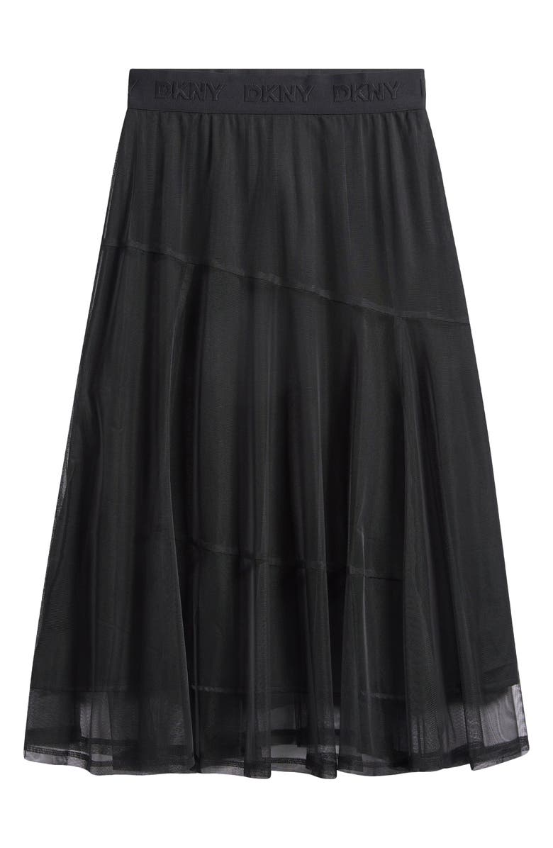 DKNY Layered Mesh Midi Skirt, Alternate, color, Black