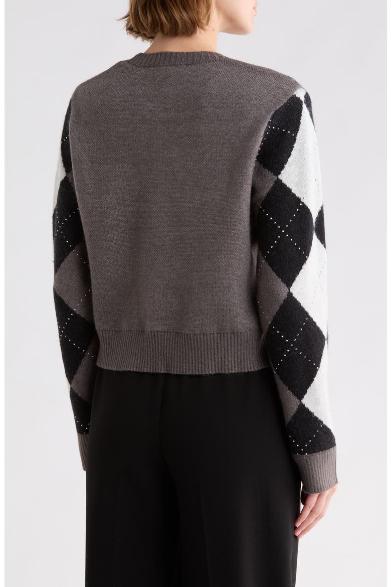 Argyle Crewneck Sweater, Alternate, color, BLACK ARGYLE