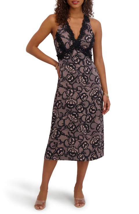 Printed Satin Midi Dress