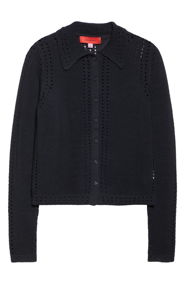 Eckhaus Latta Sol Pointelle Cotton Cardigan, Alternate, color, 