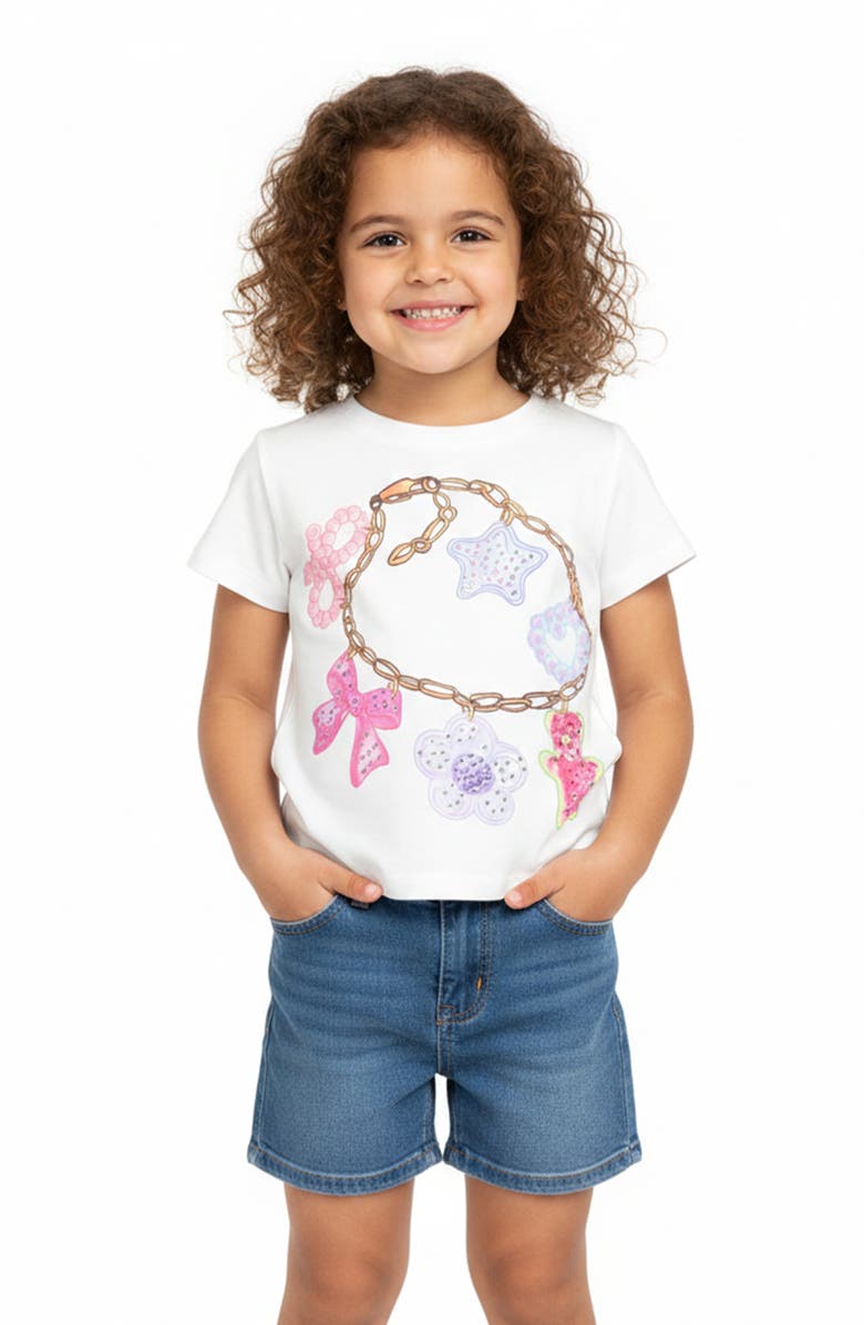 Baby Sara Kids' Charm Bracelet Graphic T-Shirt, Alternate, color, White