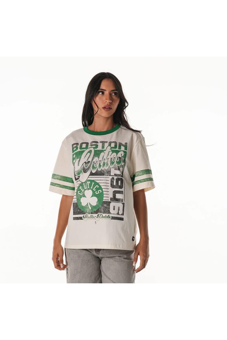 Women's The Wild Collective Cream Boston Celtics Vintage Drop Shoulder Oversized Boyfriend T-Shirt, Main, color, Cream