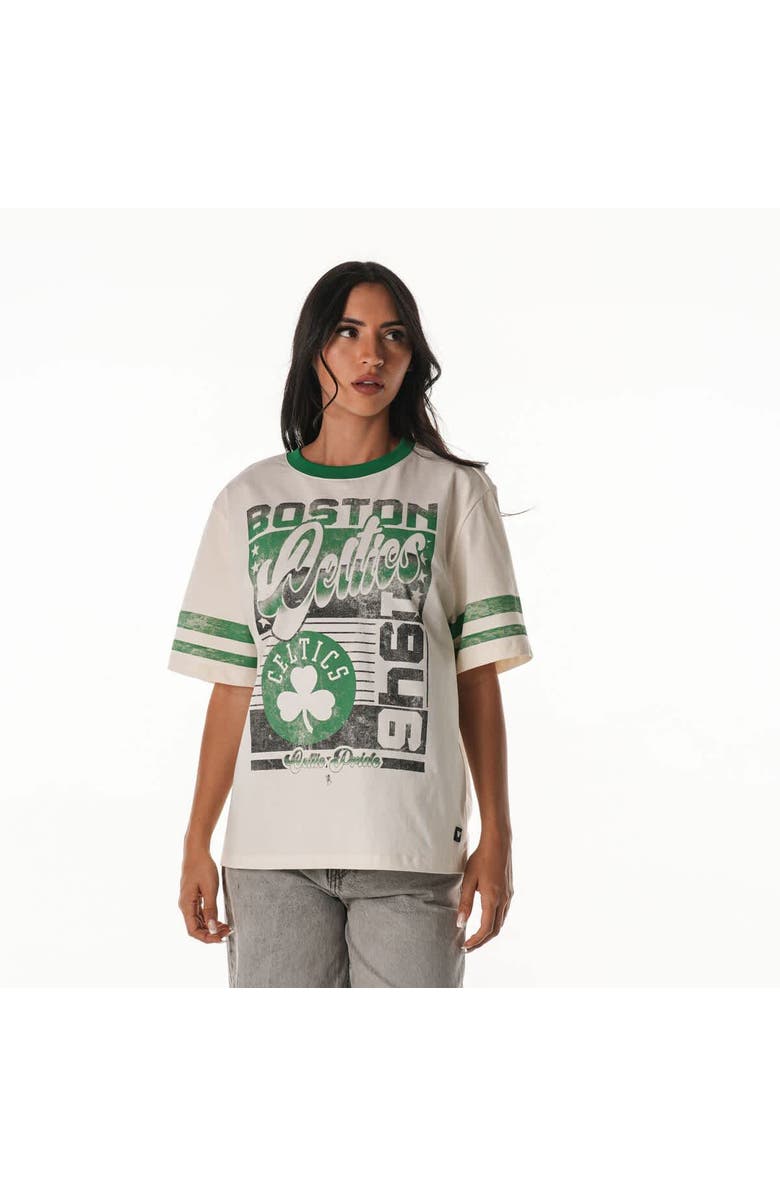 THE WILD COLLECTIVE Women's The Wild Collective Cream Boston Celtics Vintage Drop Shoulder Oversized Boyfriend T-Shirt, Main, color, Cream