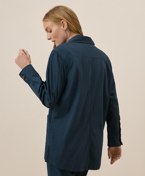 Pact Organic Cotton Daily Twill Oversized Lightweight Jacket In French Navy