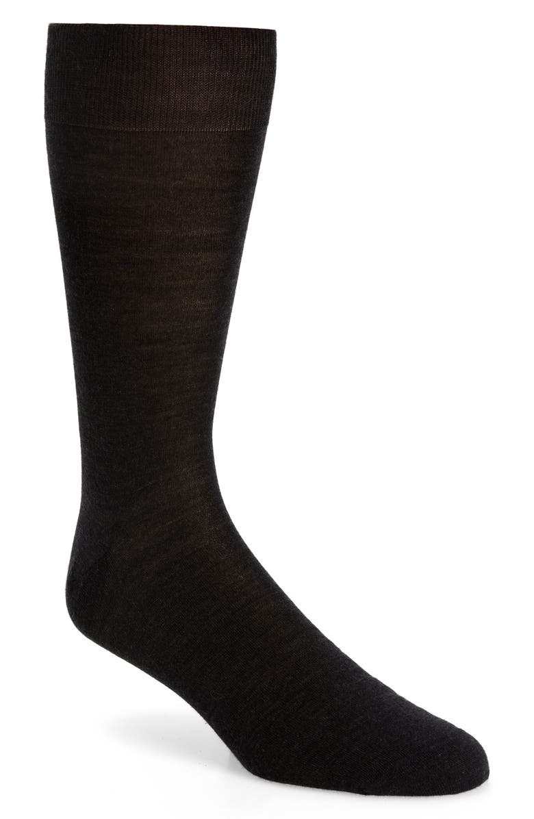 Canali Solid Wool Blend Socks, Main, color, Charcoal