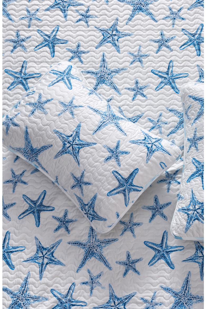 Blue Starfish Quilt Set, Alternate, color, BLUE