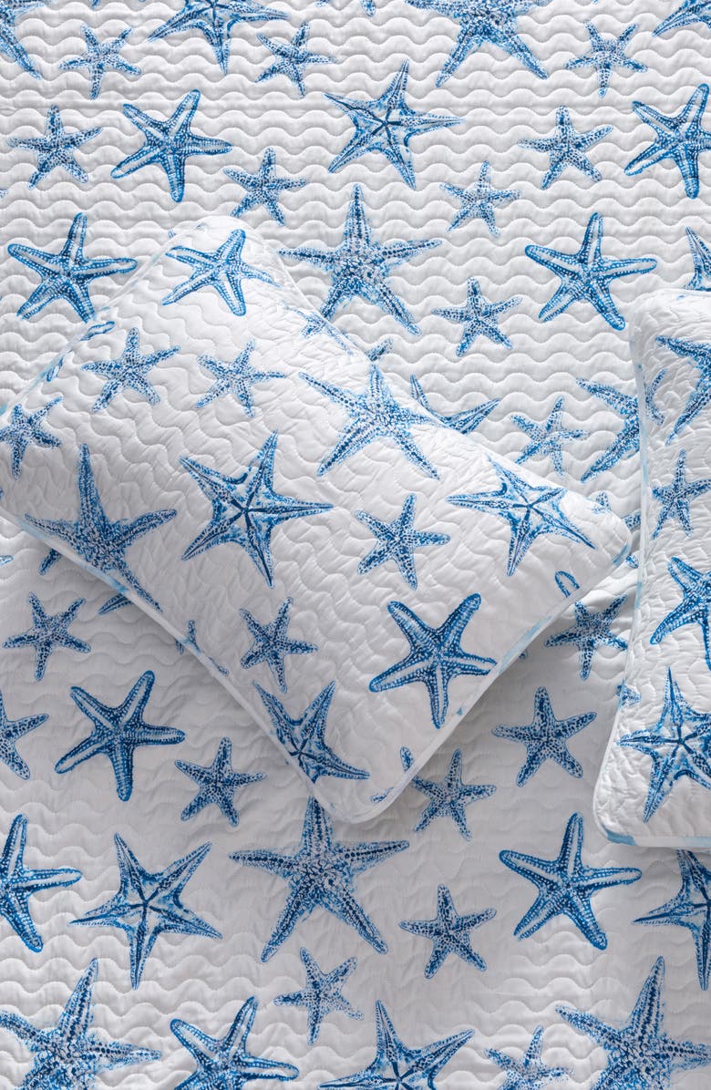 Woven & Weft Blue Starfish Quilt Set, Alternate, color, Blue