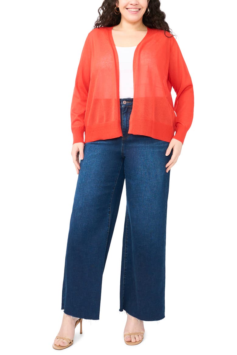 Tissue Knit Cardigan, Alternate, color, ORANGE FIRE