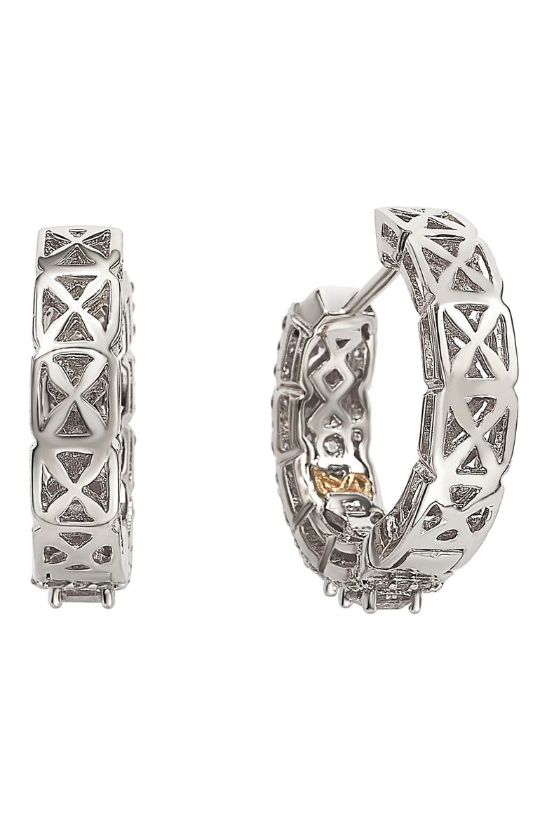 CZ Huggie Hoop Earrings, Alternate, color, WHITE