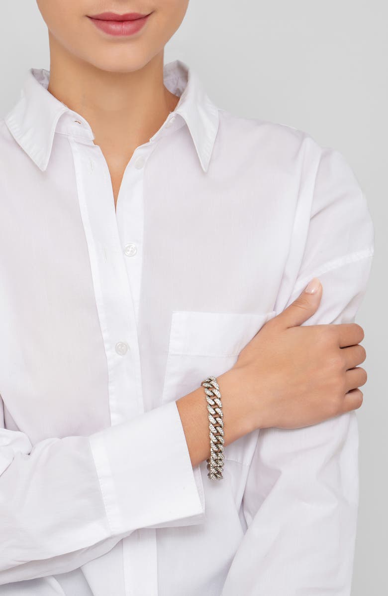 Adornia Pavé CZ Curb Chain Bracelet, Alternate, color, Silver