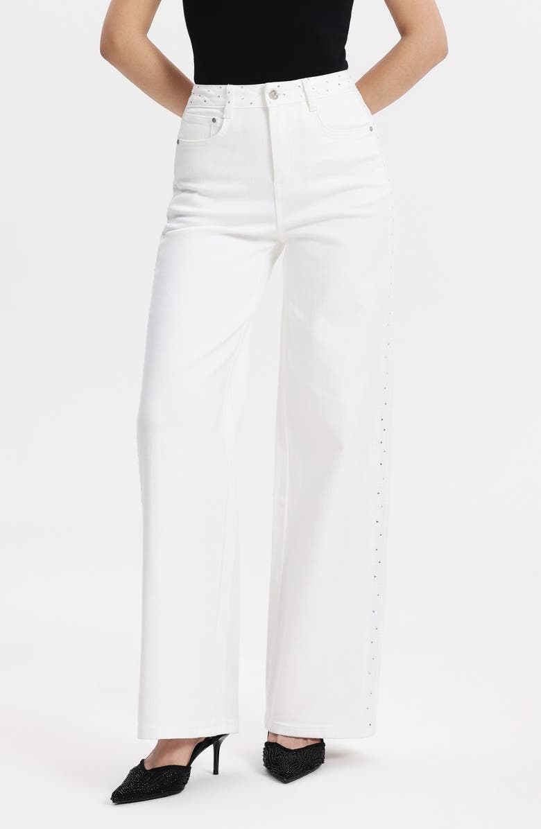 Bayeas Embellished High Waist Wide Leg Jeans, Main, color, 