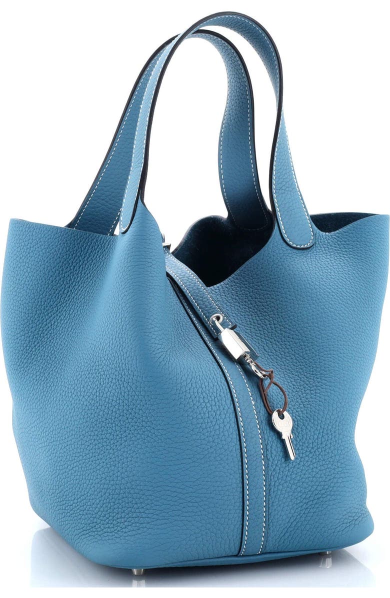 Pre-Owned Hermes Picotin Lock Bag Clemence MM, Alternate, color, New Bleu Jean