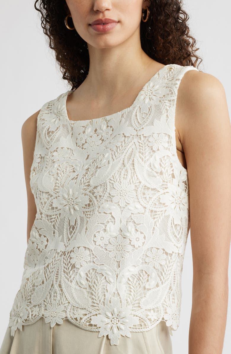 Nordstrom Floral Cutwork Lace Top, Alternate, color, White Coconut