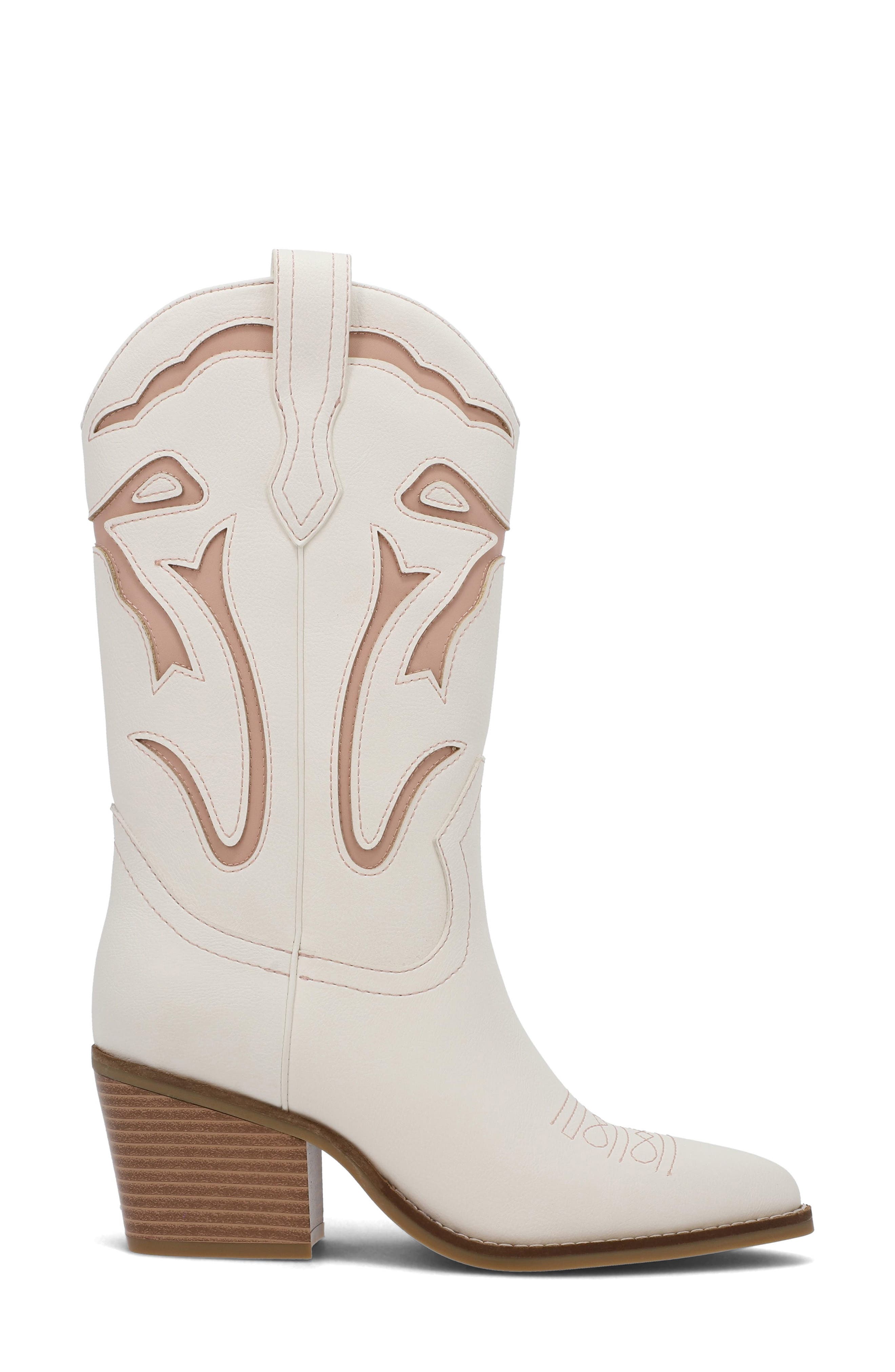 MIA Callan Western Boot, Alternate, color, White/ Blush