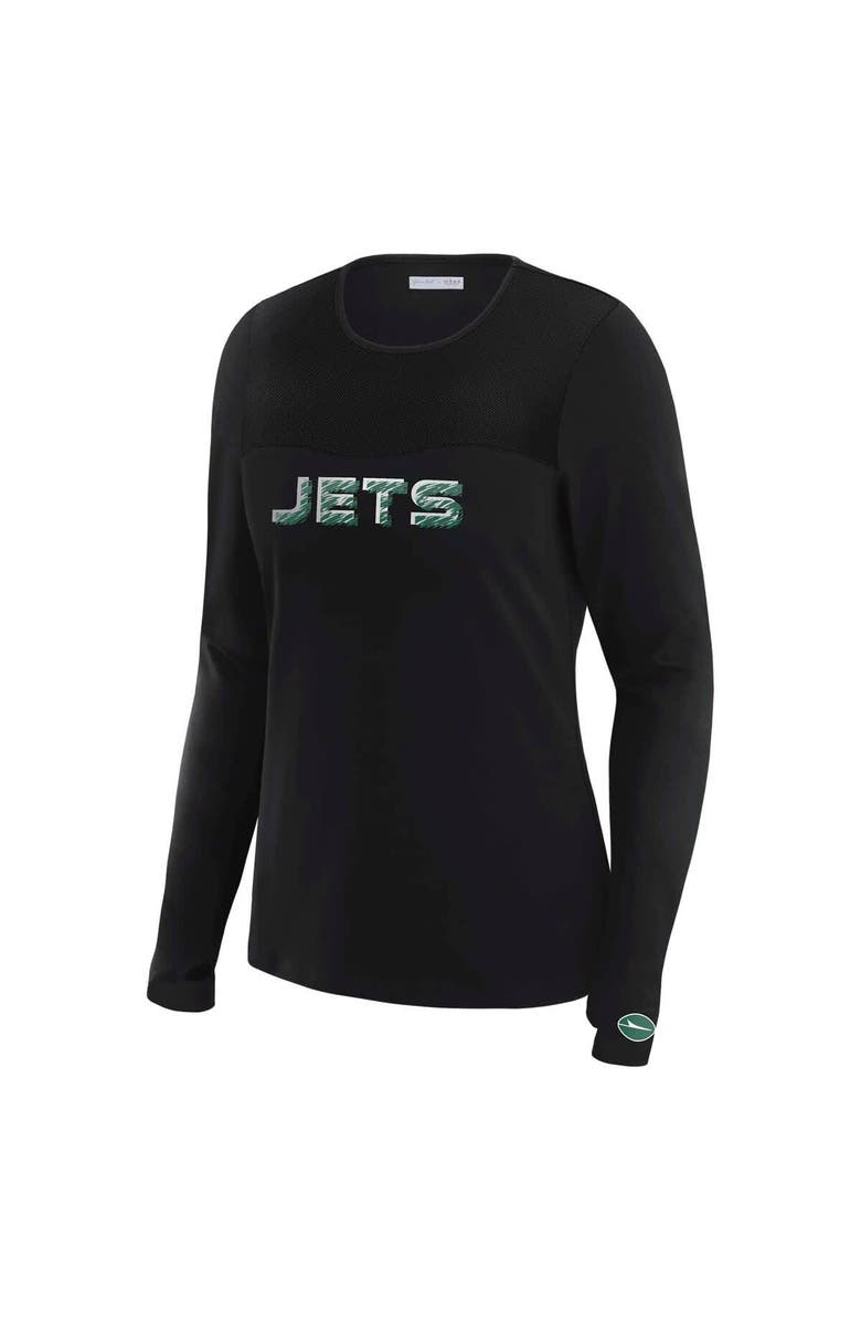 WEAR by Erin Andrews Women's WEAR by Erin Andrews x Gracie Hunt Black New York Jets Mesh Panel Long Sleeve T-Shirt, Alternate, color, Black
