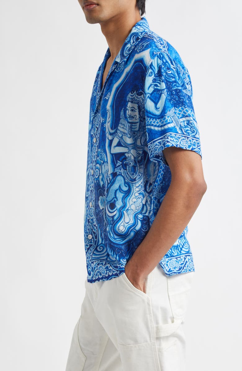 ENDLESS JOY Gajah Wakta Button-Up Shirt, Alternate, color, Blue/ White