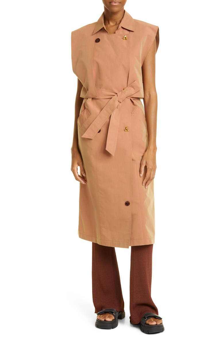 AERON Delray Tie Waist Waterproof Trench Vest, Alternate, color, 